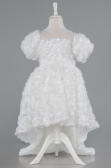 Robe de Soirée Enfants Devant Court Dos Long Blanc ABO134