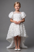 Robe de Soirée Enfants Devant Court Dos Long Blanc ABO134