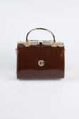 Sac De Soirée Cuir Verni Brun KC170