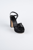 Chaussure Talon Plateforme Satin Noir ABS2104