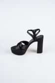 Chaussure Talon Plateforme Satin Noir ABS2104
