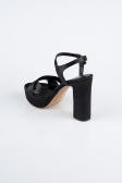 Chaussure Talon Plateforme Satin Noir ABS2104