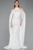Robe de Soirée Longue Perlé Blanc ABU6117