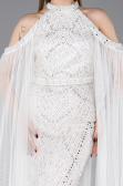 Robe de Soirée Longue Perlé Blanc ABU6117