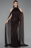 Robe de Soirée Longue Perlé Brun ABU6117