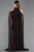 Robe de Soirée Longue Perlé Brun ABU6117