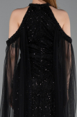 Robe de Soirée Longue Perlé Noir ABU6117