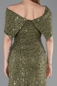 Robe de Soirée Longue Dantelle Kaki ABU6119