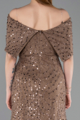 Robe de Soirée Longue Dantelle Brun ABU6119