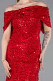 Robe de Soirée Longue Dantelle Rouge ABU6119