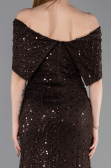 Robe de Soirée Longue Dantelle Brun foncé ABU6119
