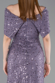 Robe de Soirée Longue Dantelle Lilas ABU6119
