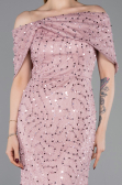 Robe de Soirée Longue Dantelle Poudre ABU6119