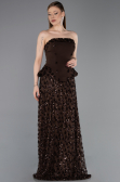 Robe de Soirée Longue Squameuse Brun ABU6124