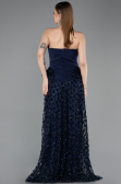 Robe de Soirée Longue Squameuse Bleu Marine ABU6124