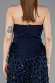 Robe de Soirée Longue Squameuse Bleu Marine ABU6124