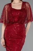 Robe de Soirée Longue Perlé Rouge Bordeaux ABU5718