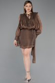 Robe de Cérémonie Mini Mousseline Brun ABK2617