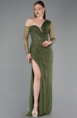 Robe De Soirée Dantelle Longue Kaki ABU5618