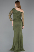 Robe De Soirée Dantelle Longue Kaki ABU5618