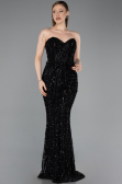Robe de Soirée Longue Squameuse Noir ABU5978