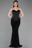 Robe de Soirée Longue Squameuse Noir ABU5978