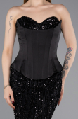 Robe de Soirée Longue Squameuse Noir ABU5978