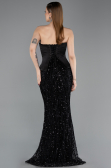 Robe de Soirée Longue Squameuse Noir ABU5978