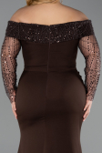 Robe Grande Taille Longue Brun ABU6103