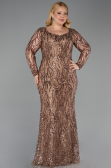 Robe Grande Taille Longue Squameuse Cuivre ABU5937