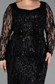 Robe Grande Taille Longue Squameuse Noir ABU5937
