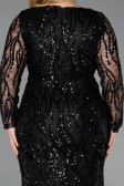 Robe Grande Taille Longue Squameuse Noir ABU5937