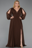 Robe Grande Taille Mousseline Longue Brun ABU1988