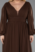Robe Grande Taille Mousseline Longue Brun ABU1988