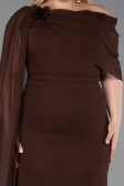 Robe De Soirée Grande Taille Mousseline Longue Brun ABU5419