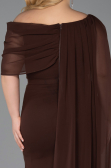 Robe De Soirée Grande Taille Mousseline Longue Brun ABU5419