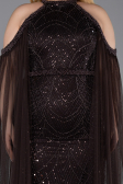 Robe de Soirée Grande Taille Longue Perlé Brun ABU6118