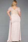 Robe de Soirée Grande Taille Longue Dantelle Beige ABU6102