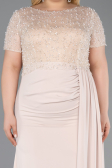 Robe de Soirée Grande Taille Longue Dantelle Beige ABU6102