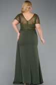 Robe de Soirée Grande Taille Longue Dantelle Kaki ABU6102