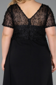 Robe de Soirée Grande Taille Longue Dantelle Noir ABU6102
