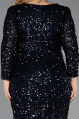 Robe de Soirée Grande Taille Longue Squameuse Bleu Marine ABU6074