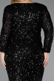 Robe de Soirée Grande Taille Longue Squameuse Noir ABU6074