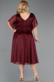 Robe De Invitation Grande Taille Midi Rouge Bordeaux ABK2622