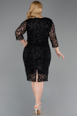 Robe De Invitation Grande Taille Squameuse Midi Noir ABK2546