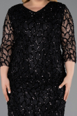 Robe De Invitation Grande Taille Squameuse Midi Noir ABK2546