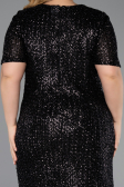 Robe De Invitation Grande Taille Midi Squameuse Noir ABK2621