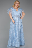 Robe De Fiançailles Grande Taille Longue Bleu clair ABU5872