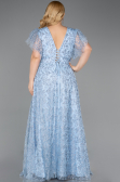 Robe De Fiançailles Grande Taille Longue Bleu clair ABU5872
