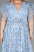 Robe De Fiançailles Grande Taille Longue Bleu clair ABU5872